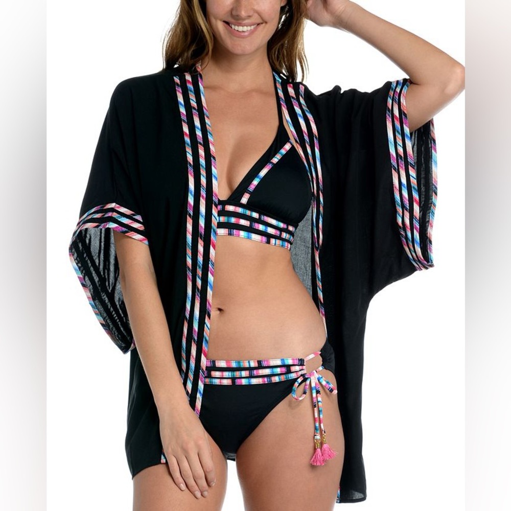 La Blanca NWOT Black Kimono Catalina Coast Swim Coverup One Size - Picture 12 of 12